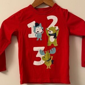 Red Long-Sleeve Number & Forest Friends Tee
